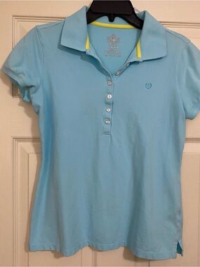 IZOD Light Blue Polo Shirt with Contrast Trim - Women's
